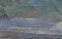 Chester Leich, Landscape with Rushing River, Oil on canvas
