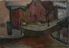 Edward Rosenfeld, Baltimore Street Scene, Oil on board