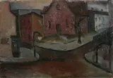 Edward Rosenfeld, Baltimore Street Scene, Oil on board