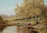 Robert Mann, Watering the Cows, Oil on panel