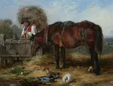 William H. Hopkins, In the Strawyard, IN THE STRAWYARD, oil on canvas