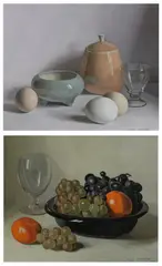 Jacques Blanchard, STILL LIFE WITH GRAPES AND ORANGES and STILL LIFE WITH EGGS AND COVERED JAR: TWO WORKS, each signed lower right, Oil on board