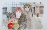 Charles Levier, Trois Femmes, Watercolor