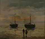 Gerhard Arij Ludvig Morgentjerne Munthe, Fishing Boats, Oil on panel