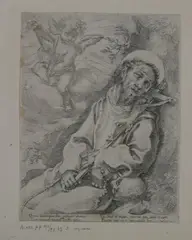Francesco Vanni, St, FRANCIS, etching with thread margins in good conditon