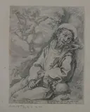 Francesco Vanni, St, FRANCIS, etching with thread margins in good conditon