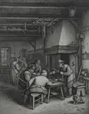 Adriaen van Ostade, Tric Track Players, TRIC TRACK PLAYERS, etching after Jonas Suyderhoef, with margins in good condition.
