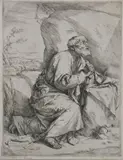 Jusepe de Ribera, Penitence of St, PETER, etching, first state with margins in very good condition