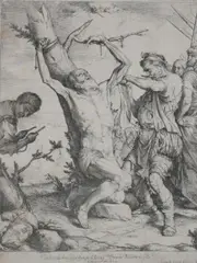 Jusepe de Ribera, Martyrdom of St, BARTHOLOMEW, etching, trimmed margins in good conditon
