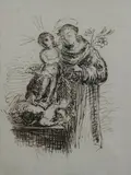Italian School, St, FRANCIS WITH THE CHRIST CHILD, ink on paper