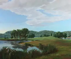 John Morrell, Untitled (River Landscape), Oil on canvas