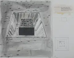 Michael Heizer, Sanguine Surface Seduction, Pen and ink with gray wash