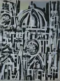 John Ross, Duomo, DUOMO, signed, titled, dated '59 and noted "proof" in pencil lower margin.Color relief print
