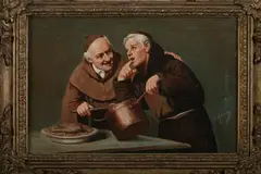 S. Maresca, Two Monks Preparing a Meal, Oil on canvas