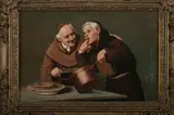 S. Maresca, Two Monks Preparing a Meal, Oil on canvas