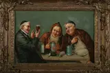 S. Maresca, Three Monks Drinking, Oil on canvas