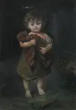 Continental School, Child with Blanket, Oil on canvas