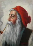 Portrait of Man with Pipe by Continental School, Oil on canvas, sold Jun 2012