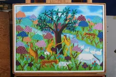 R. Hector, Garden of Eden, Oil on board