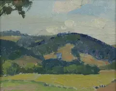 Mountain Landscape by Arthur James Beaumont, MOUNTAIN LANDSCAPE, oil on board, offered Jun 2012