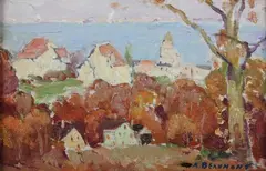 Arthur James Beaumont, Coastal Town, Oil on board