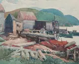 Oscar H. Julius, Working on the Dock, Watercolor