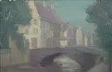 Harry Knox Smith, Along the Canal, BELGIUM, oil on board.