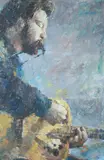 Jorn Fox, Music Man, Oil on board