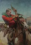 THE SHOOT OUT, monogramed "G.L." lower right by American School, Oil on canvas., sold Jun 2012