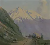 Ramos Catalan, Rider in Mountain Landscape, Oil on canvas.