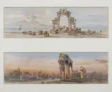 Luigi Lanza, RUINS: TWO WORKS FRAMED AS ONE, each signed lower right, Watercolor