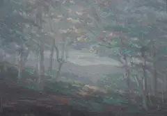 Louis Rowell, North Carolina Forest Edge, Oil on board
