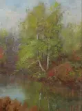American School, Early Autumn Along Creek, Oil on panel
