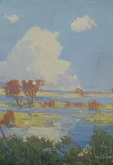 Louis J. Borgo, Cumulous Clouds, Oil on board.