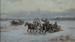 Alfred A. Stone Steinacker, Sleigh Race, Oil on canvas