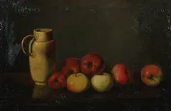 Peter Baumgras, Still Life with Ceramic Pitcher and Apples, STILL LIFE WITH CERAMIC PITCHER AND APPLES, oil on canvas