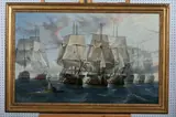 Warships by Continental School, WARSHIPS, oil on canvas, sold Jun 2012