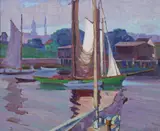 Carl Harold Nordstrom, Harbor Scene, Oil on panel