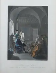 Frans van Mieris the Elder, Frans Van Mieris Receiving a Visitor in His Studio, Color engraving, by A