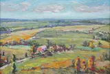 Samuel Baldwin Pratt, Virginia Landscape with Red Barn, Oil on board.