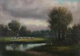 Tending the Flock by English School, Oil on canvas, offered Jul 2012