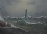 J. Salvea, Lighthouse, Oil on board