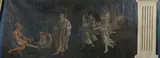 Continental School, Man with Angels, MAN WITH ANGELS, oil on unstretched canvas.