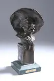 Frederic Remington, SARGEANT, later casting, Bronze with golden brown patina, on a green stone base. - Height: 11 in