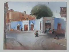 Town Center by Mexican School, Watercolor, offered Jul 2012
