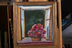 Howard P. Whims, Bouquet of Flowers on Windowsill, Pastel