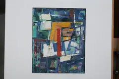 Mahmud Helmi, ABSTRACT IN YELLOW AND BLUE: TWO WORKS, each signed lower margin, Gouache