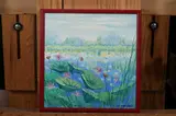 Colleen M. Parker, Lotus Lilies, Oil on board.