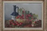 Solange Denienne, Basket of Strawberries and Pitcher, Oil on canvas