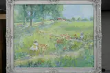 Carter, Girls Playing in Garden, Oil on canvas